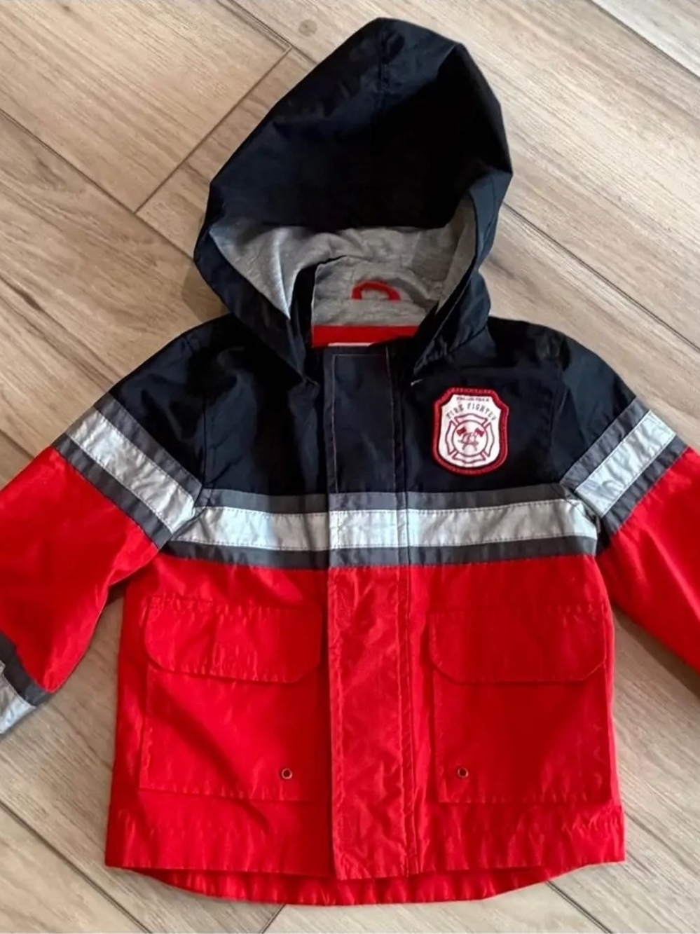 Carter's Firefighter Hooded Rain Jacket Rainslicker Coat 2T EUC